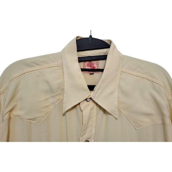 Bryceland’s Buttermilk Sawtooth Westerner Shirt Japan Made Rayon Western Snap - Picture 4 of 12